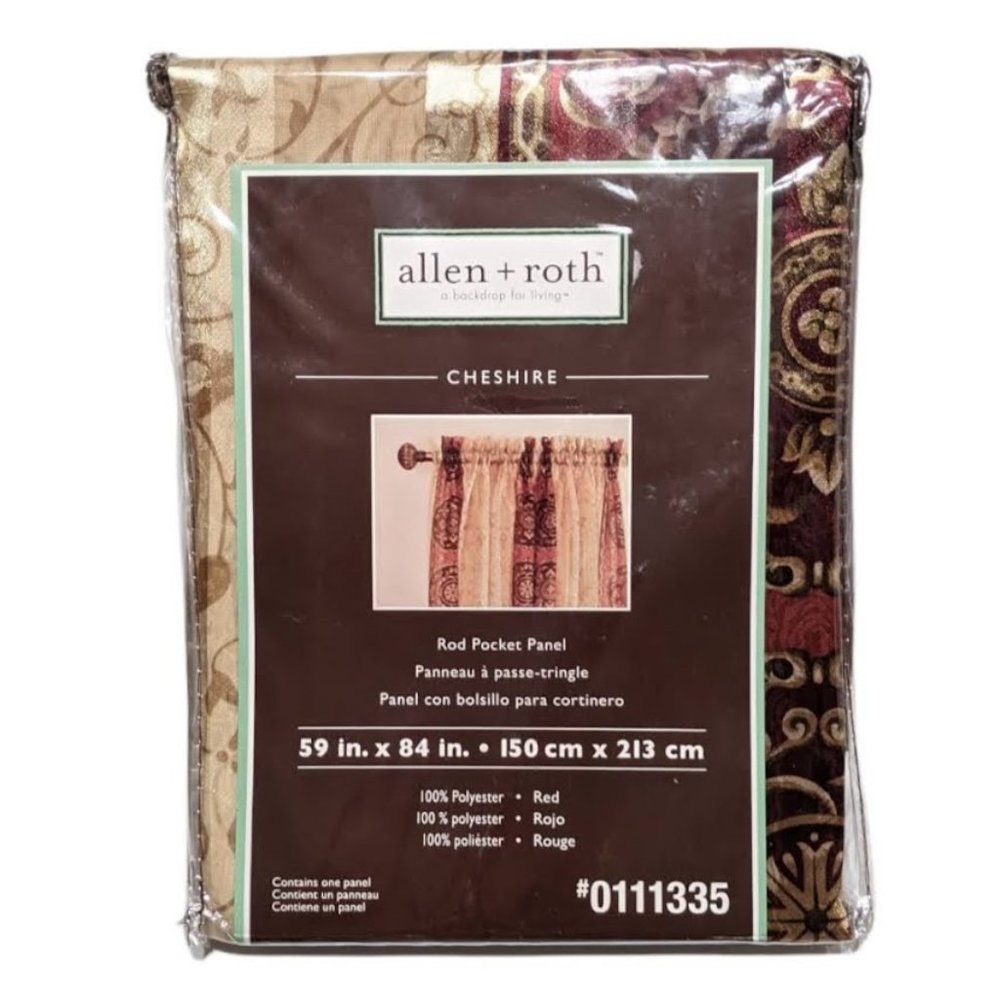 Allen & Roth Cheshire Semi Sheer Curtains 84" Gold Red Floral Living Bed Room